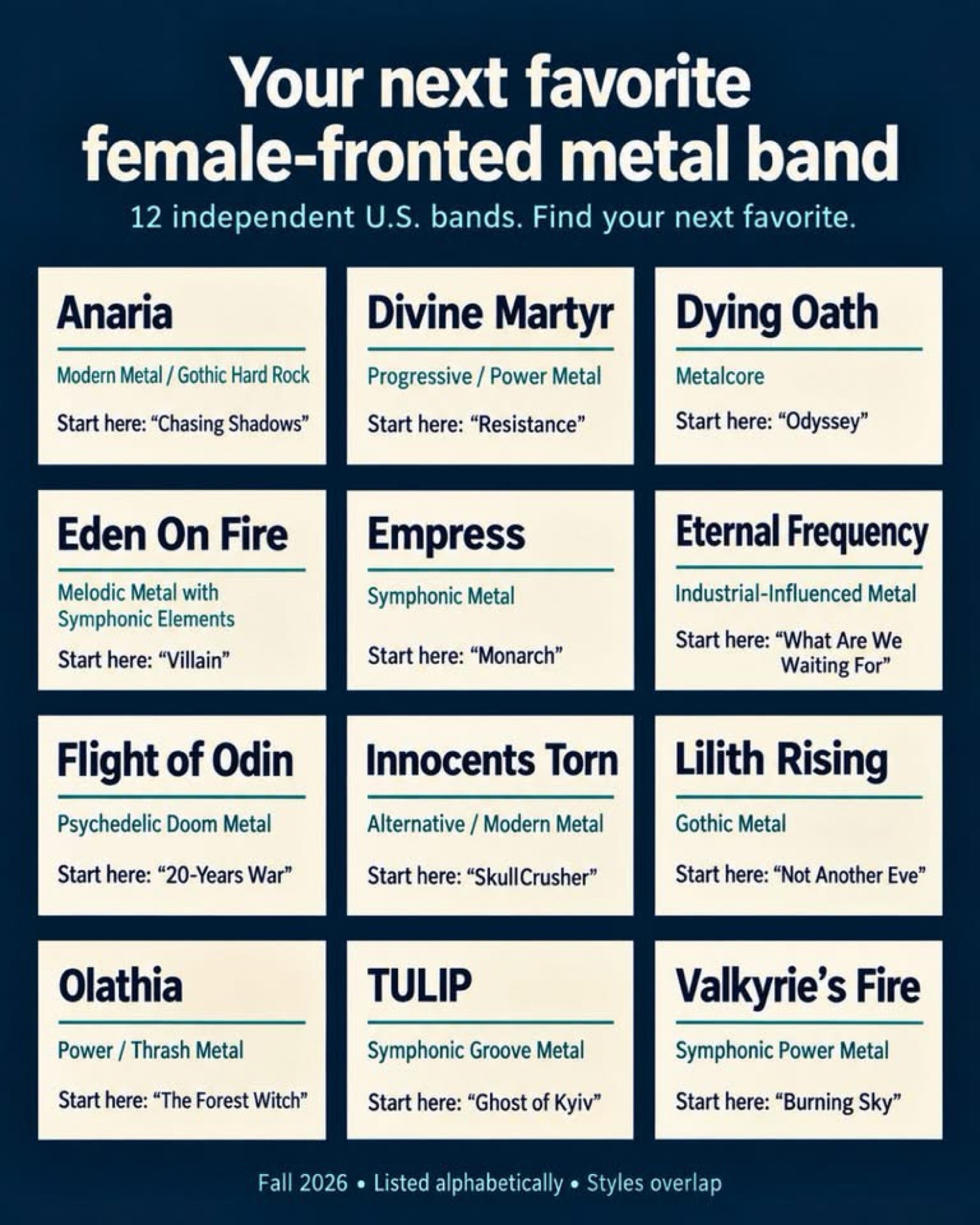 Your next favorite female-fronted metal band — Fall 2026 roundup including Flight of Odin